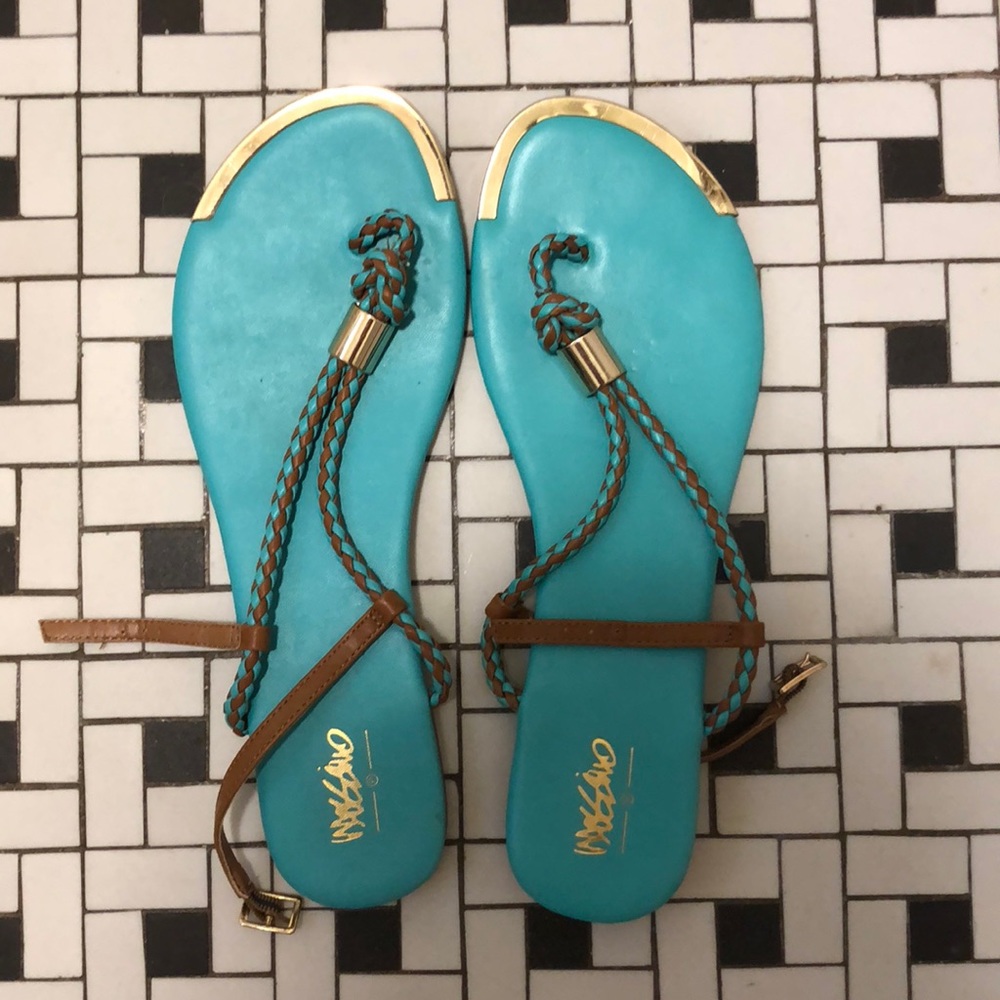 Turquoise braided sandal